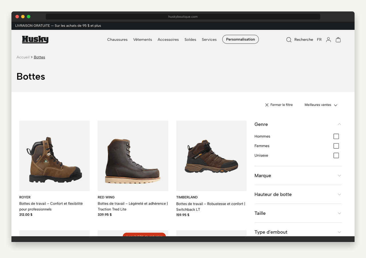 HUSKY BOUTIQUE solution — B2B/B2C · Shopify Plus · B2B Protocol