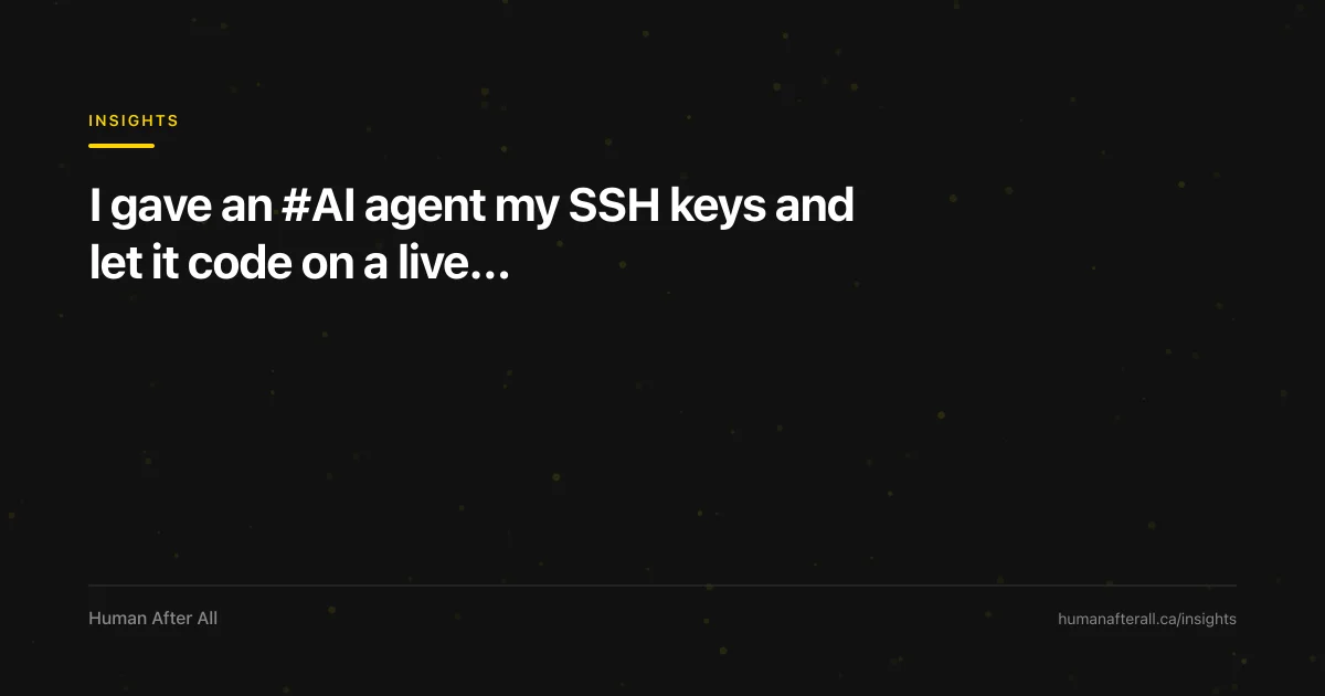 I gave an #AI agent my SSH keys and let it code on a live…